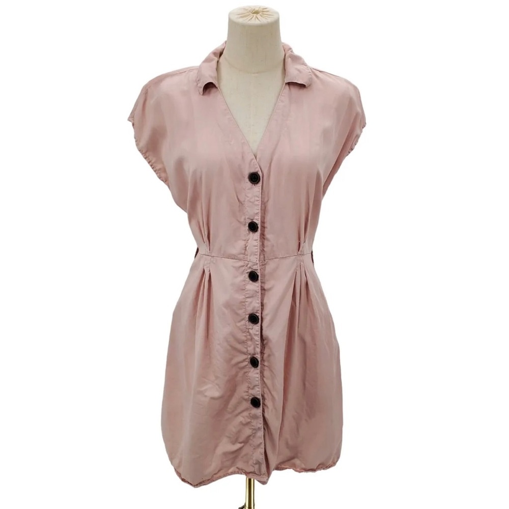 Mauve Button Down Shirt Dress Tunic